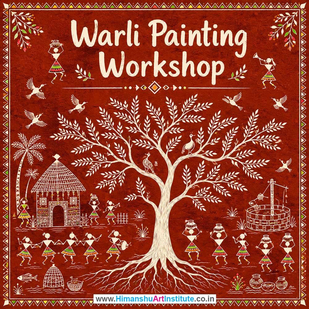 Warli Painting Workshop for Foreigners, Warli Painting Workshop for Foreigners in Delhi, Online Warli Painting Workshop for Foreigners, Indian Folk Art Classes for Foreigners, Indian Art Workshop for Foreigners, Himanshu Art Institute