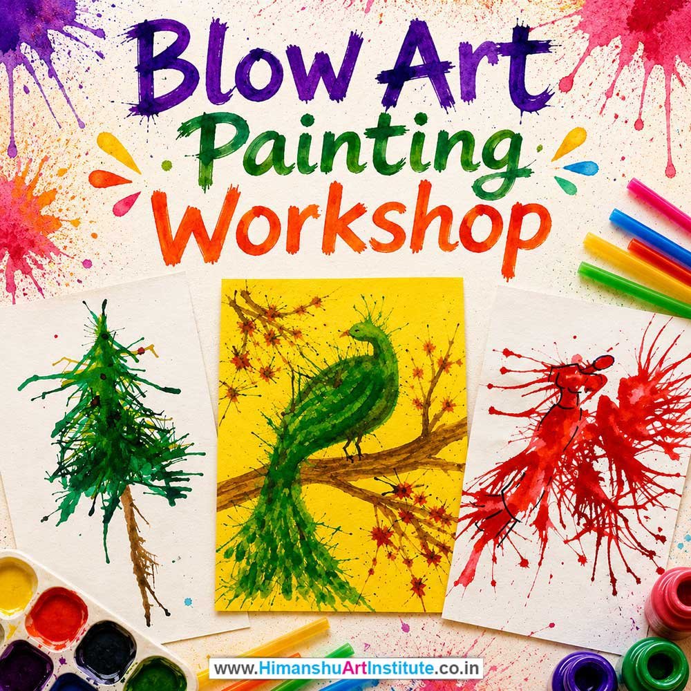 Blow Art Painting Workshop for Kids and Children in Delhi, Online Blow Art Painting Workshp for Kds, Best Art & Craft Workshop for Children near Me