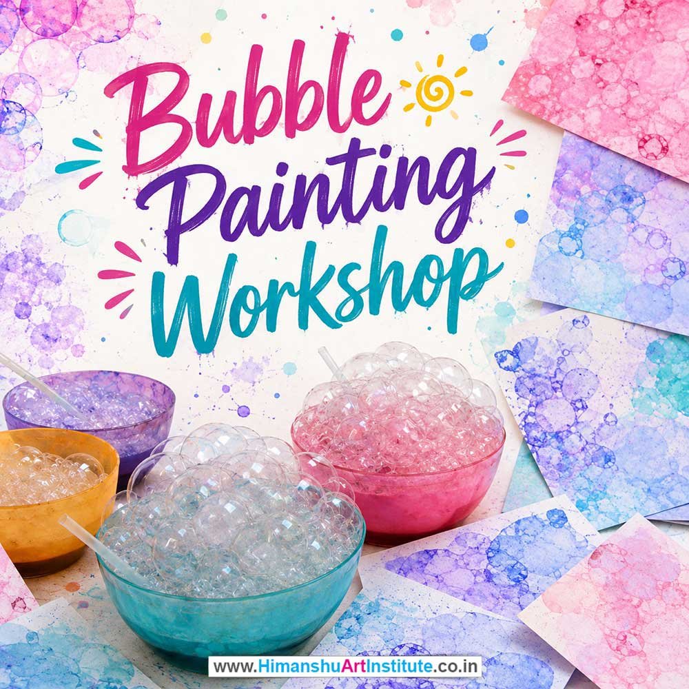 Bubble Painting Workshop for Kids and Children in Delhi, Online Bubble Painting Workshp for Kds, Best Art & Craft Workshop for Children near Me