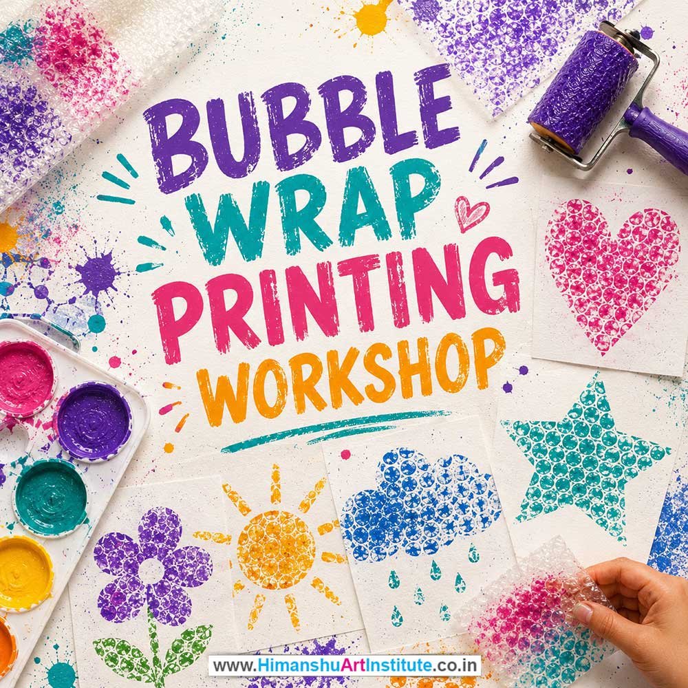 Bubble Wrap Printing  Workshop for Kids and Children in Delhi, Online Bubble Wrap Printing  Workshp for Kds, Best Art & Craft Workshop for Children near Me