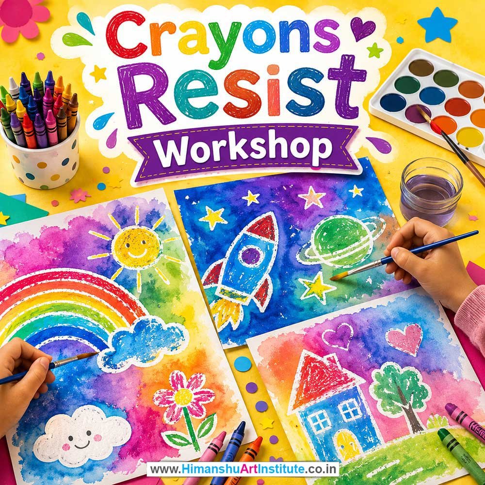 Crayons Resist Workshop for Kids and Children in Delhi, Online Crayons Resist Workshp for Kds, Best Art & Craft Workshop for Children near Me