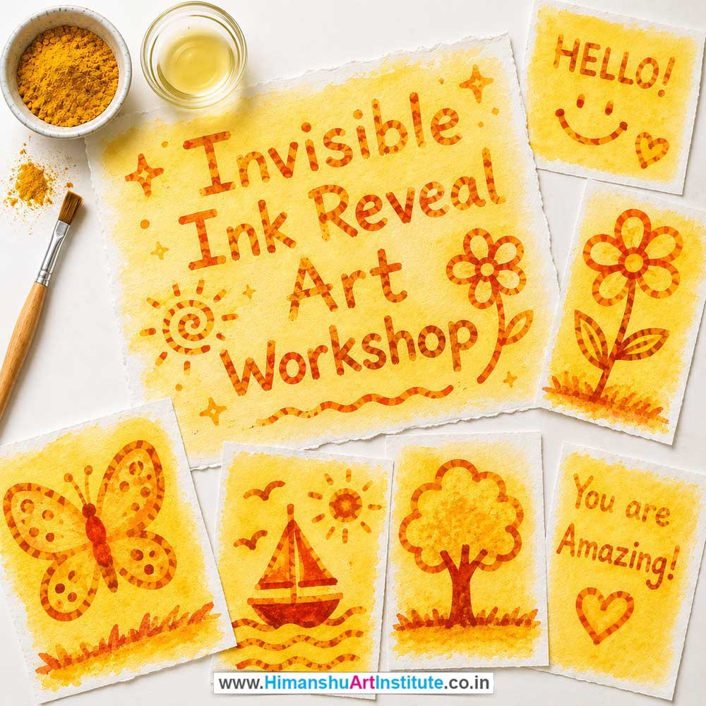 Invisible Ink Reveal Art Workshop for Kids and Children in Delhi, Online Invisible Ink Reveal Art Workshp for Kds, Best Art & Craft Workshop for Children near Me