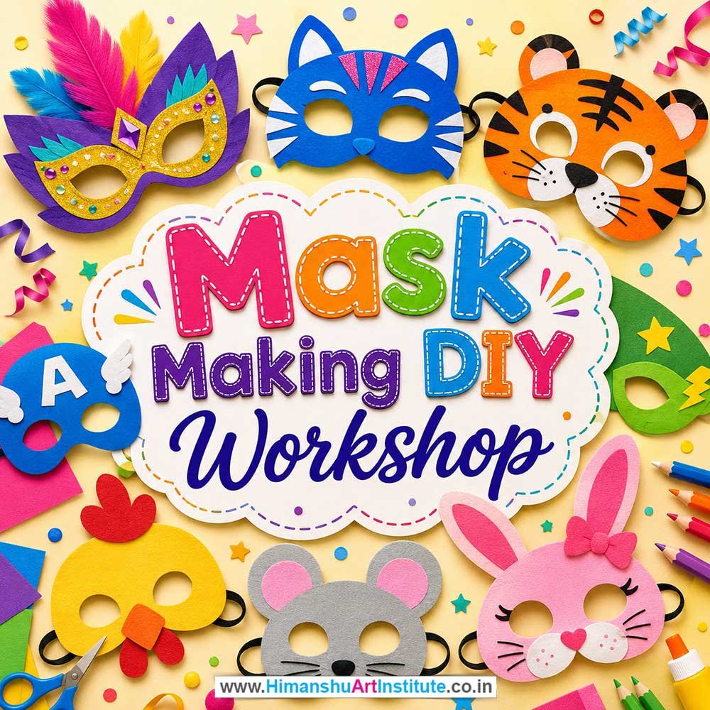 Mask Making DIY Workshop for Kids and Children in Delhi, Online Mask Making DIY Workshp for Kds, Best Art & Craft Workshop for Children near Me
