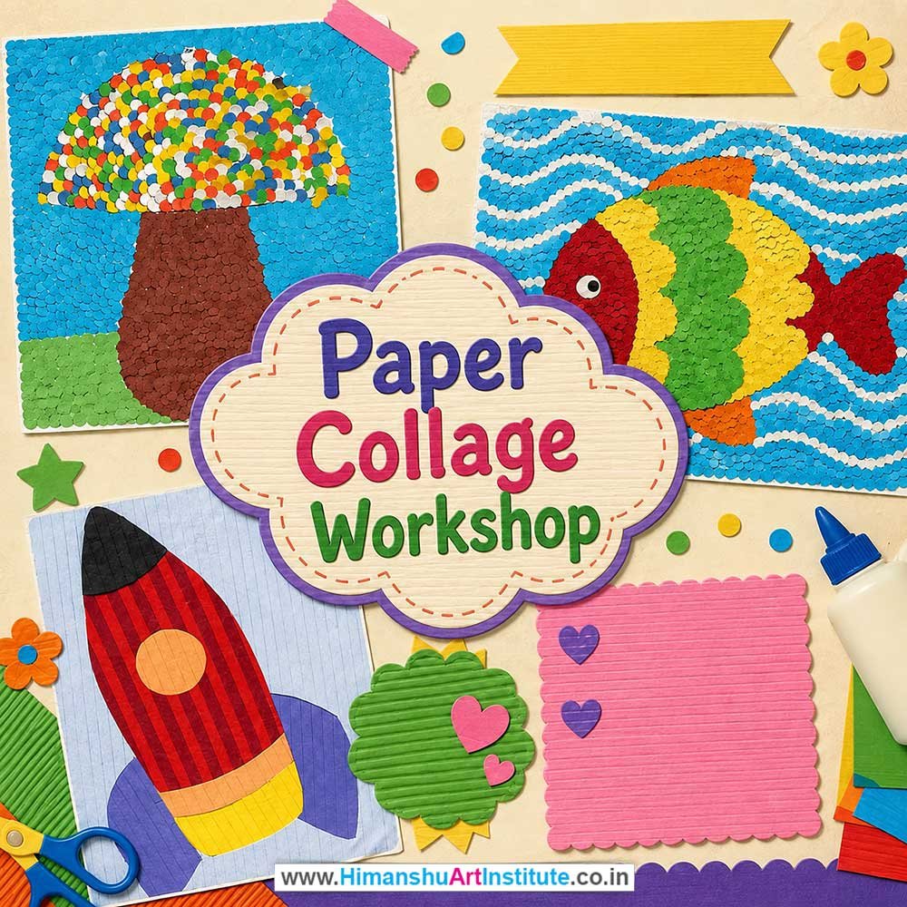 Paper Collage Workshop for Kids and Children in Delhi, Online Paper Collage Workshp for Kds, Best Art & Craft Workshop for Children near Me