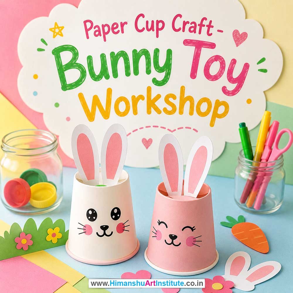 Paper Cup Bunny Toy Workshop for Kids and Children Paper Cup Bunny Toy Workshop for Kids and Children in Delhi, Online Paper Cup Bunny Toy Workshp for Kds, Best Art & Craft Workshop for Children near Me