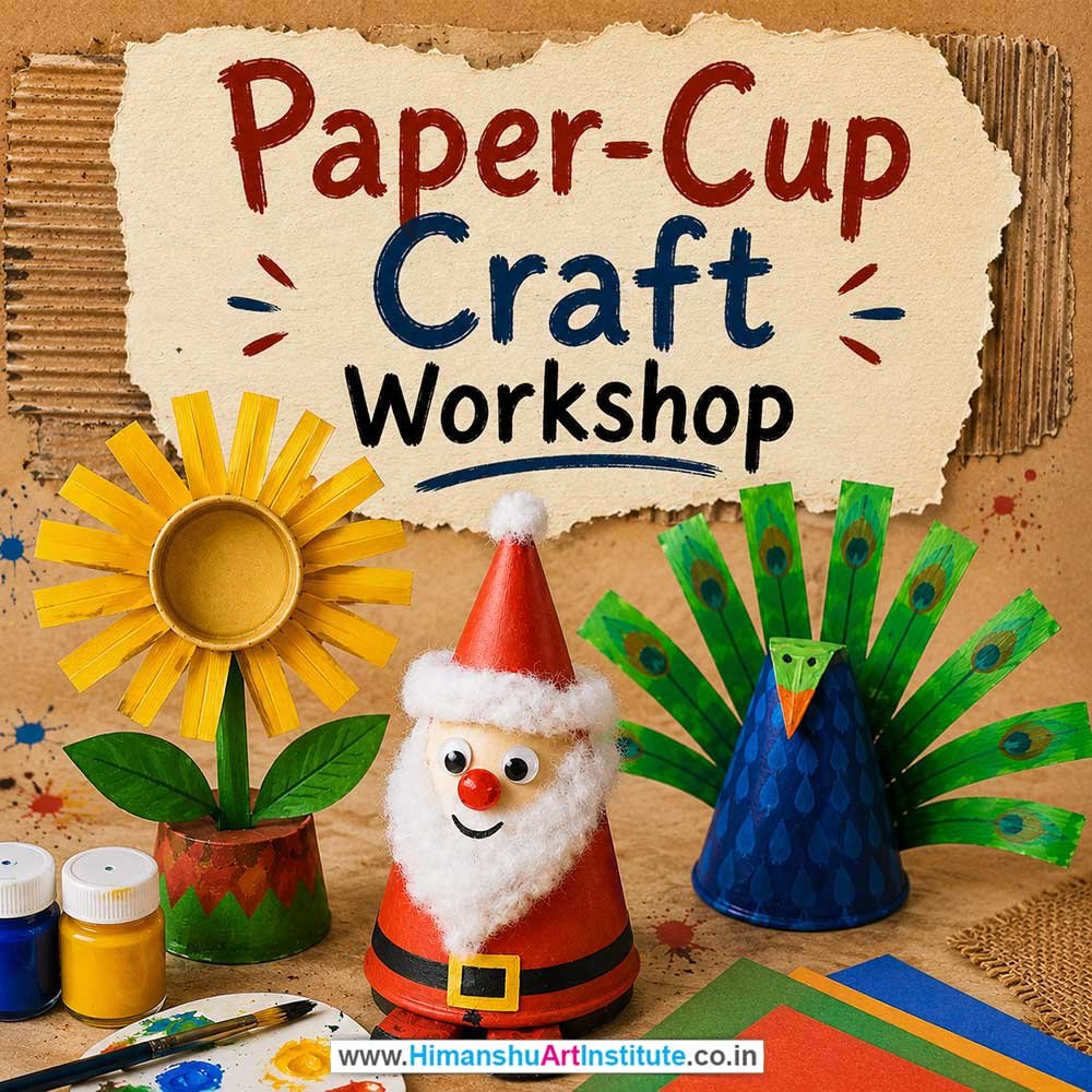 Paper Cup Craft Workshop for Kids and Children in Delhi, Online Paper Cup Craft Workshp for Kds, Best Art & Craft Workshop for Children near Me
