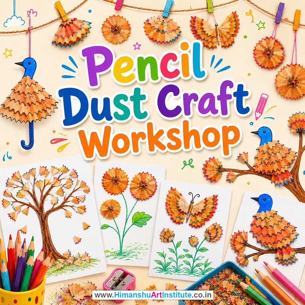 Pencil Dust Craft Workshop for Kids and Children in Delhi, Online Pencil Dust Craft Workshp for Kds, Best Art & Craft Workshop for Children near Me