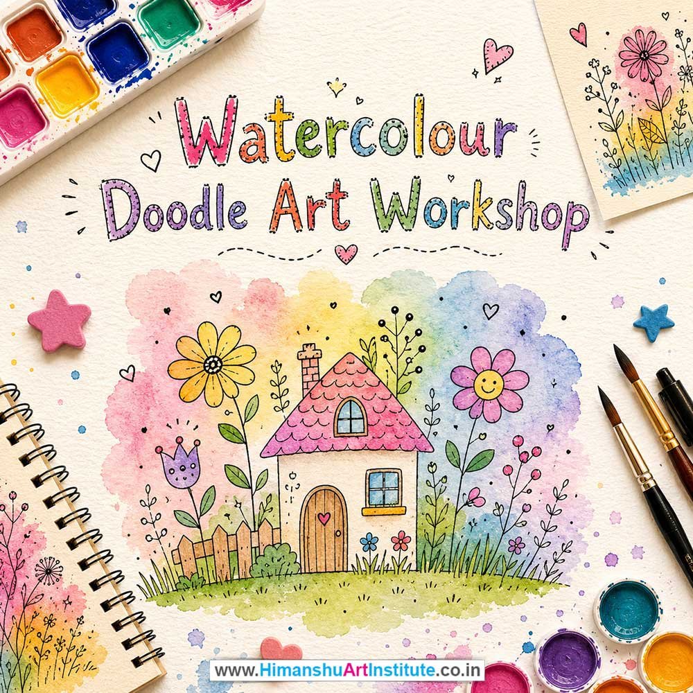 Watercolour Doodle Art Workshop for Kids and Children Watercolour Doodle Art Workshop for Kids and Children in Delhi, Online Watercolour Doodle Art Workshp for Kds, Best Art & Craft Workshop for Children near Me