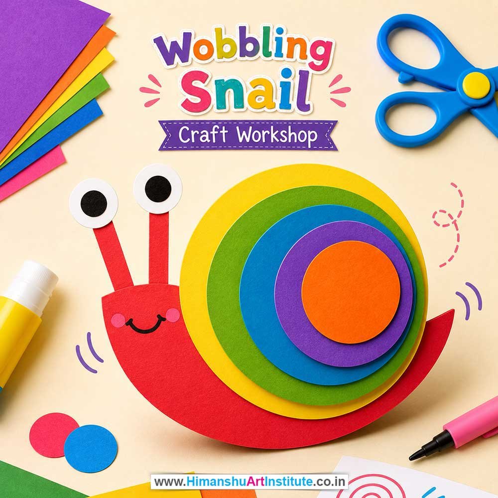 Wobbling Snail Craft Workshop for Kids and Children in Delhi, Online Wobbling Snail Craft Workshp for Kds, Best Art & Craft Workshop for Children near Me