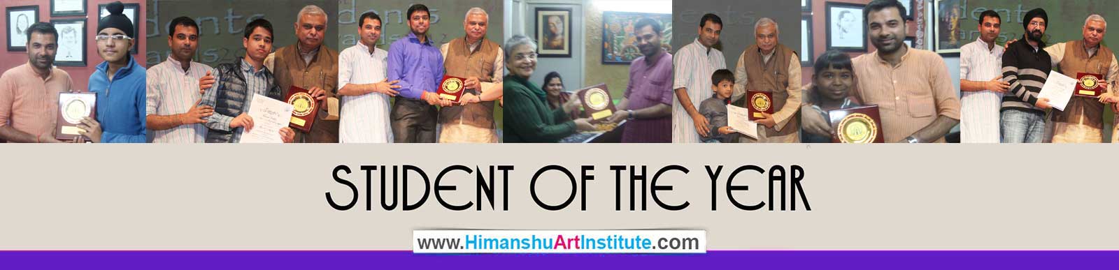 Vaishali Rastogi was Awarded 'Student of the Year 2012' for Best Art  & Craft Student, Naveen Verma was Awarded 'Student of the Year 2012' for Best Fine Art Student, Gurjeet Singh was Awarded 'Student of the Year 2012' for Best Pencil Shading Student, Dr.Pratima Sharda was Awarded 'Student of the Year 2012' for Best Painting Student, Bakshish Singh was Awarded 'Student of the Year 2012' for Best Sketching Student, Tushar Goyal was Awarded 'Student of the Year 2012' for Best Painting Student, Rajbai was Awarded 'Student of the Year 2012' for Best Student of Drawing & Painting Student, and Ojas Jain was Awarded 'Student of the Year 2012' for Best Drawing & Painting Student