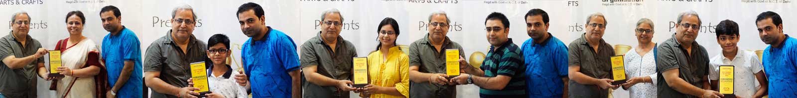 Students of the Year - Sakshi Rajpal was Awarded Best Student for Fine Arts 2016, Students of the Year - Utkarsh Khanna was Awarded Best Student for Drawing & Painting 2016, and Upma Lal was Awarded Best Student for Painting 2016 at Himanshu Art Institute, Best Fine Art Institute in India, Best Fine Art Institute in Delhi, Fine Art Institute in Patel Nagar, Best Art and Craft College in India, art and craft courses in delhi, Himanshu Art Institute is Best Institute of Fine Arts, Best Institute of Art & Crafts