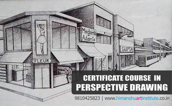 Perspective Drawing, Perspective Drawing Classes, Composition Drawing Classes, BFA Entrance Exam Preparation Classes, Drawing Classes for Interior Designer, Professional Perspective Drawing Course, 1 One Point Perspective Drawing Classes, 2 Two Point Perspective Drawing Classes, Best Perspective Drawing Classes in Delhi, India